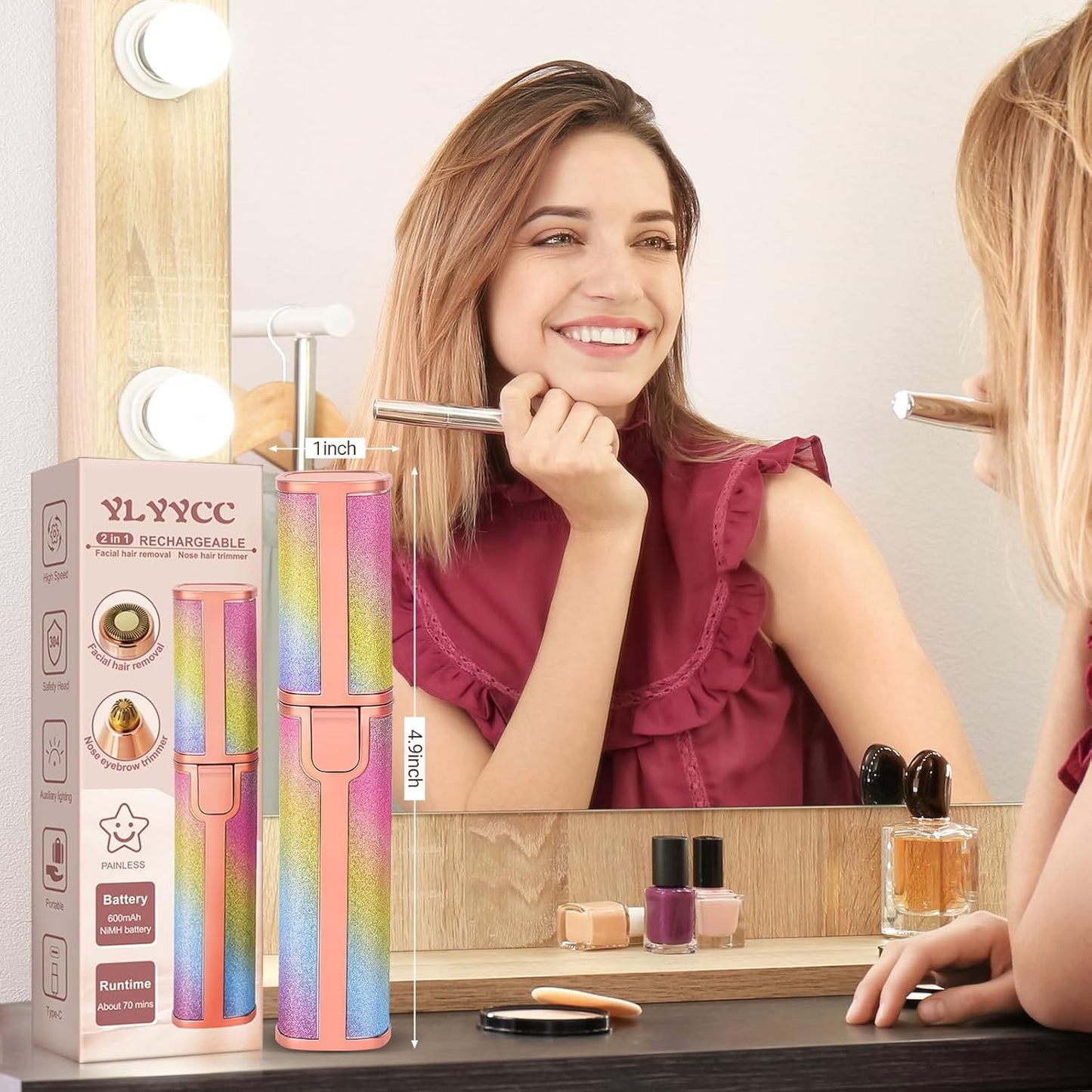 2 in 1 Rechargeable Eyebrow Trimmer & Facial Hair Remover – Painless, Flawless Shaver for Women