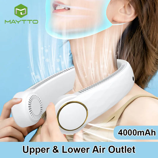 Portable Neck Fan, Hands-Free Bladeless Fan: 360° Cooling - Rechargeable