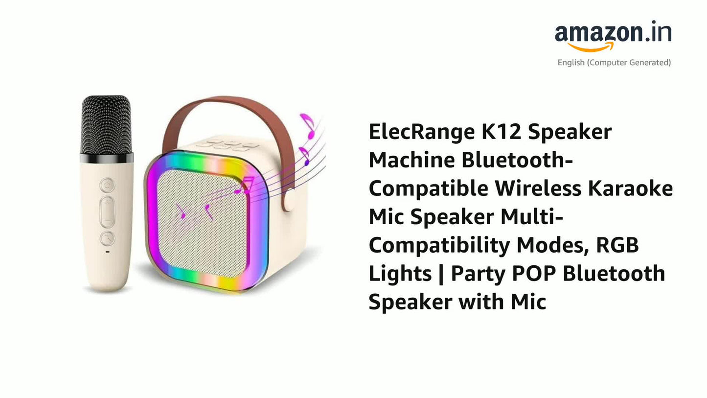 K12 Wireless Audio Microphone Bluetooth Speaker Portable Stereo Speaker Bluetooth Speaker Karaoke Speaker with Mic (random color) - Single Mic