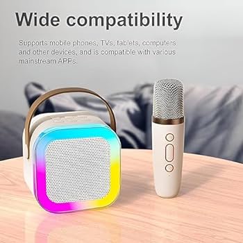K12 Wireless Audio Microphone Bluetooth Speaker Portable Stereo Speaker Bluetooth Speaker Karaoke Speaker with Mic (random color) - Single Mic