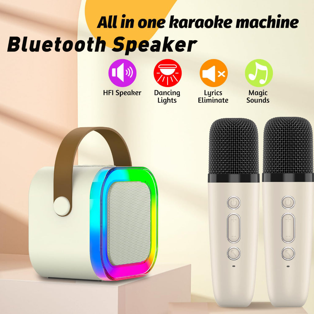K12 Wireless Audio Microphone Bluetooth Speaker Portable Stereo Speaker Bluetooth Speaker Karaoke Speaker with Mic (random color) - Single Mic