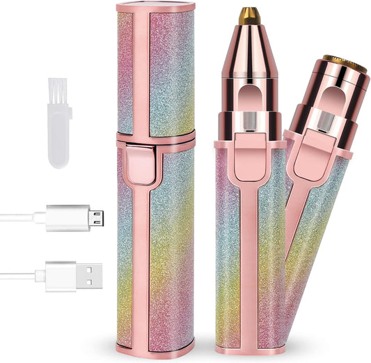 2 in 1 Rechargeable Eyebrow Trimmer & Facial Hair Remover – Painless, Flawless Shaver for Women