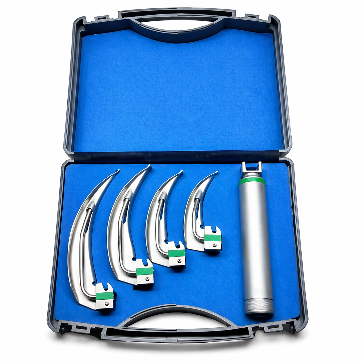 Fiber Optic Laryngoscope Set with 4 Blades (S: Adult)