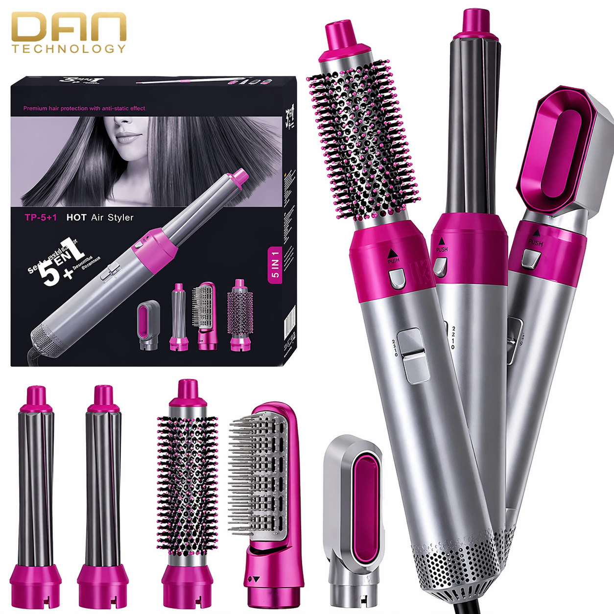 Premium 5-in-1 Negative Ionic Hair Styler and Volumizer Set
