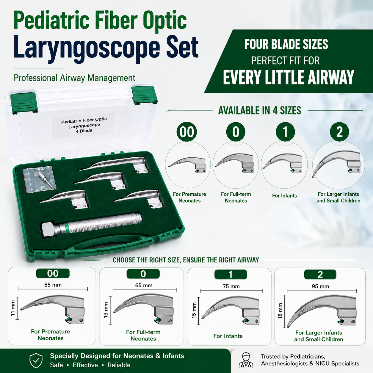 Baby Fiber Optic Laryngoscope - 4 Blade