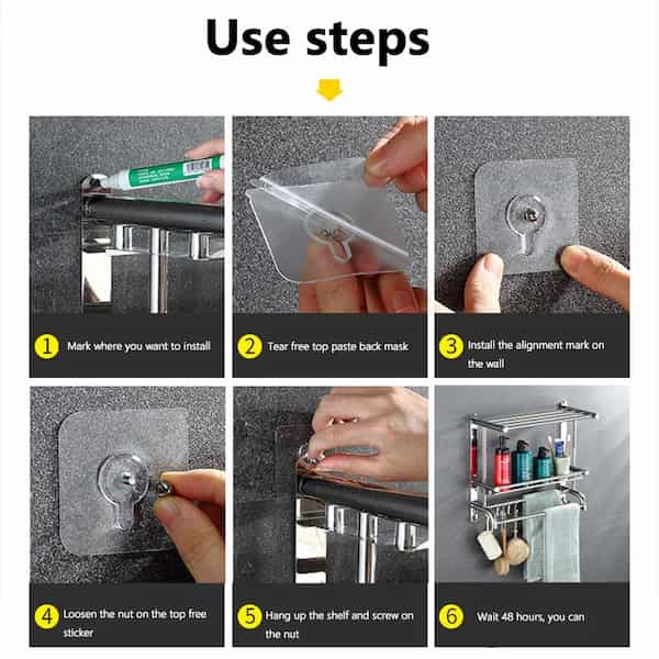 Pack of 4 | Heavy Duty Adhesive Screw Hooks