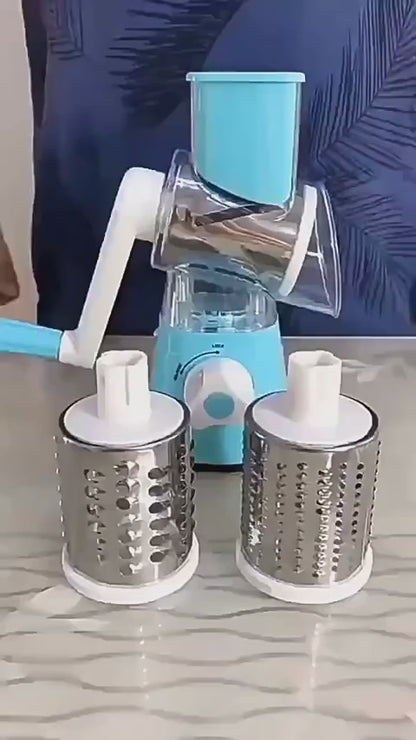 Manual 3‑in‑1 Vegetable Cutter & Drum Grater | Round Slicer
