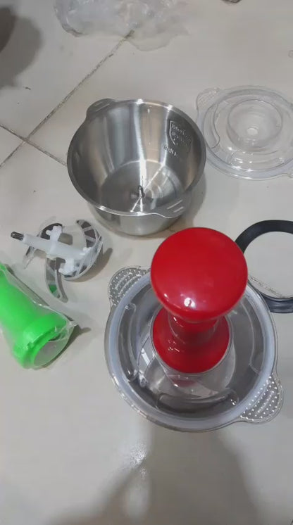 Assorted Stainless Steel Manual Food Chopper 2L